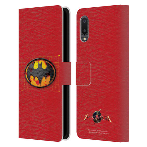 The Flash 2023 Graphics Batman Logo Leather Book Wallet Case Cover For Samsung Galaxy A02/M02 (2021)