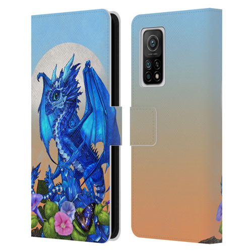 Stanley Morrison Art Blue Sapphire Dragon & Flowers Leather Book Wallet Case Cover For Xiaomi Mi 10T 5G