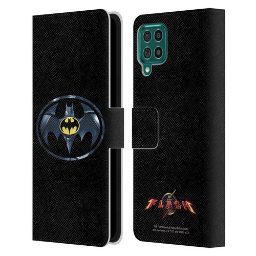 The Flash 2023 Graphics Black Batman Logo Leather Book Wallet Case Cover For Samsung Galaxy F62 (2021)