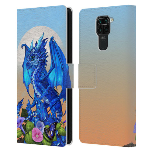 Stanley Morrison Art Blue Sapphire Dragon & Flowers Leather Book Wallet Case Cover For Xiaomi Redmi Note 9 / Redmi 10X 4G