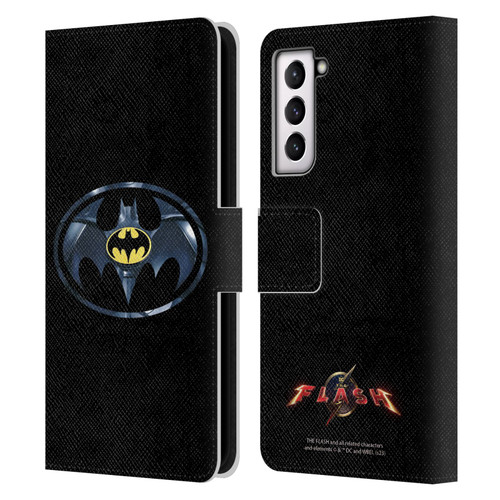 The Flash 2023 Graphics Black Batman Logo Leather Book Wallet Case Cover For Samsung Galaxy S21 5G