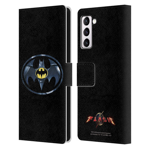 The Flash 2023 Graphics Black Batman Logo Leather Book Wallet Case Cover For Samsung Galaxy S21+ 5G