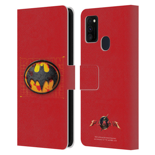 The Flash 2023 Graphics Batman Logo Leather Book Wallet Case Cover For Samsung Galaxy M30s (2019)/M21 (2020)