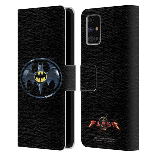 The Flash 2023 Graphics Black Batman Logo Leather Book Wallet Case Cover For Samsung Galaxy M31s (2020)
