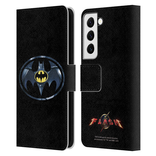 The Flash 2023 Graphics Black Batman Logo Leather Book Wallet Case Cover For Samsung Galaxy S22 5G