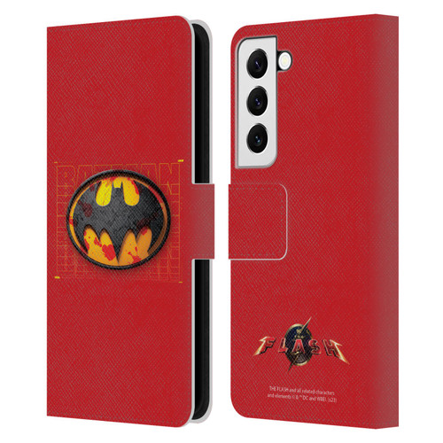 The Flash 2023 Graphics Batman Logo Leather Book Wallet Case Cover For Samsung Galaxy S22 5G