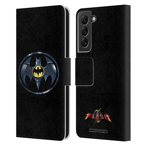The Flash 2023 Graphics Black Batman Logo Leather Book Wallet Case Cover For Samsung Galaxy S22+ 5G