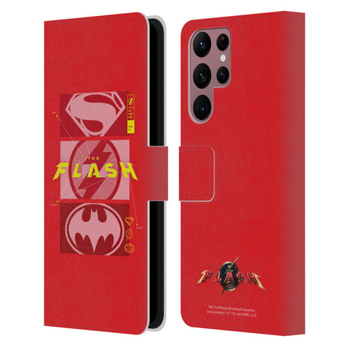 The Flash 2023 Graphics Superhero Logos Leather Book Wallet Case Cover For Samsung Galaxy S22 Ultra 5G