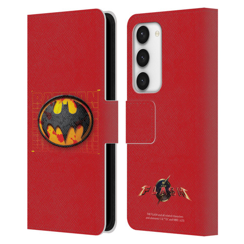 The Flash 2023 Graphics Batman Logo Leather Book Wallet Case Cover For Samsung Galaxy S23 5G
