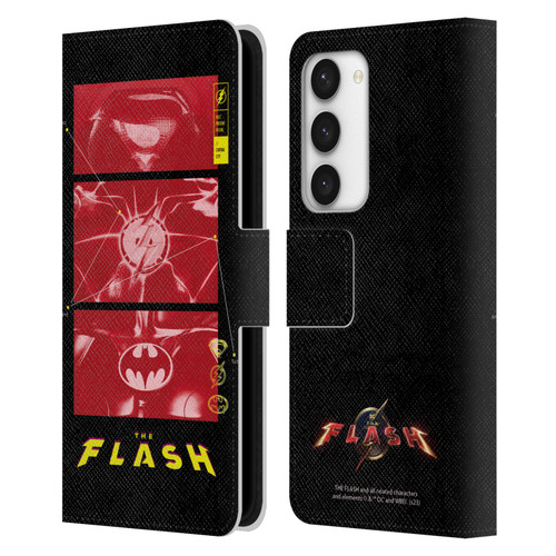 The Flash 2023 Graphics Suit Logos Leather Book Wallet Case Cover For Samsung Galaxy S23 5G