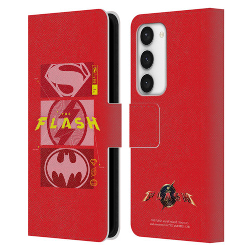 The Flash 2023 Graphics Superhero Logos Leather Book Wallet Case Cover For Samsung Galaxy S23 5G
