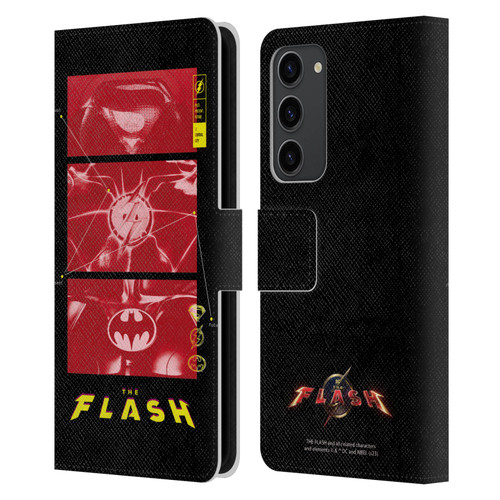 The Flash 2023 Graphics Suit Logos Leather Book Wallet Case Cover For Samsung Galaxy S23+ 5G