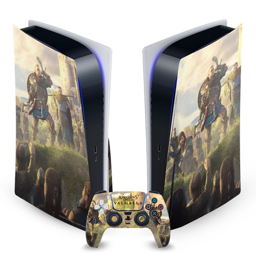 Assassin's Creed Valhalla Key Art Female Eivor Raid Leader Vinyl Sticker Skin Decal Cover for Sony PS5 Disc Edition Bundle