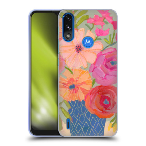 Suzanne Allard Floral Graphics Blue Diamond Soft Gel Case for Motorola Moto E7 Power / Moto E7i Power