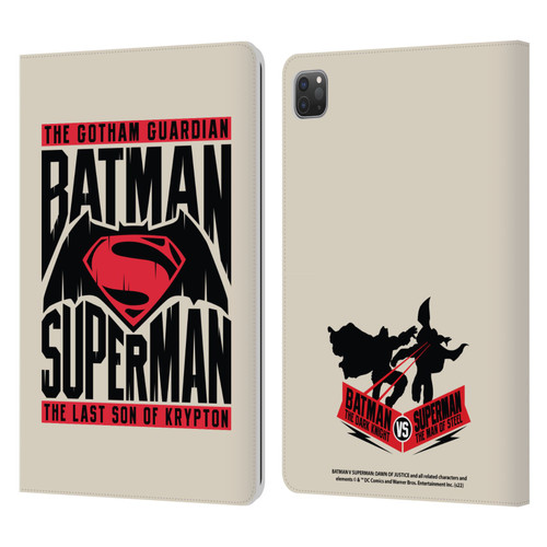 Batman V Superman: Dawn of Justice Graphics Typography Leather Book Wallet Case Cover For Apple iPad Pro 11 2020 / 2021 / 2022
