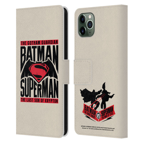 Batman V Superman: Dawn of Justice Graphics Typography Leather Book Wallet Case Cover For Apple iPhone 11 Pro Max