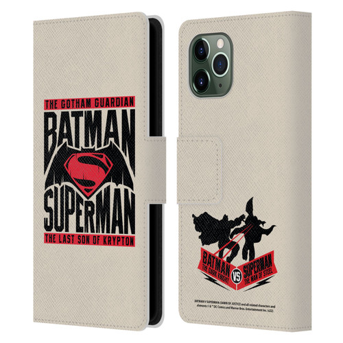 Batman V Superman: Dawn of Justice Graphics Typography Leather Book Wallet Case Cover For Apple iPhone 11 Pro