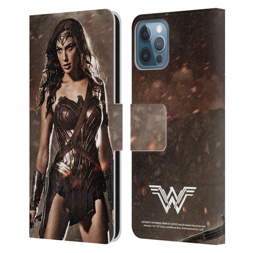 Batman V Superman: Dawn of Justice Graphics Wonder Woman Leather Book Wallet Case Cover For Apple iPhone 12 / iPhone 12 Pro