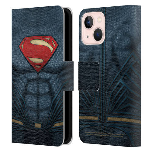 Batman V Superman: Dawn of Justice Graphics Superman Costume Leather Book Wallet Case Cover For Apple iPhone 13 Mini