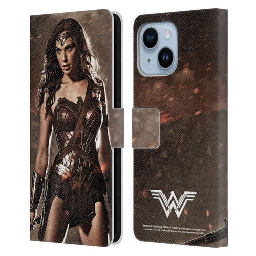 Batman V Superman: Dawn of Justice Graphics Wonder Woman Leather Book Wallet Case Cover For Apple iPhone 14 Plus