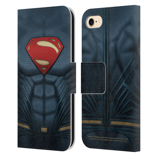 Batman V Superman: Dawn of Justice Graphics Superman Costume Leather Book Wallet Case Cover For Apple iPhone 7 / 8 / SE 2020 & 2022