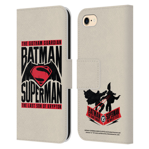 Batman V Superman: Dawn of Justice Graphics Typography Leather Book Wallet Case Cover For Apple iPhone 7 / 8 / SE 2020 & 2022