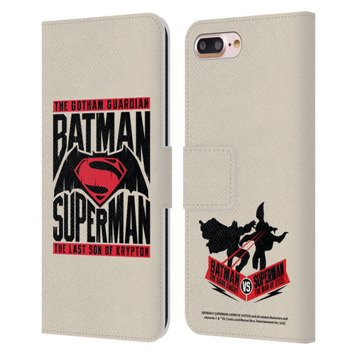 Batman V Superman: Dawn of Justice Graphics Typography Leather Book Wallet Case Cover For Apple iPhone 7 Plus / iPhone 8 Plus