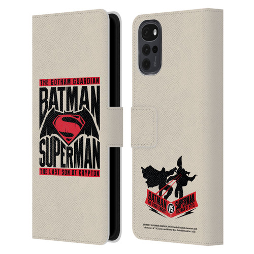 Batman V Superman: Dawn of Justice Graphics Typography Leather Book Wallet Case Cover For Motorola Moto G22