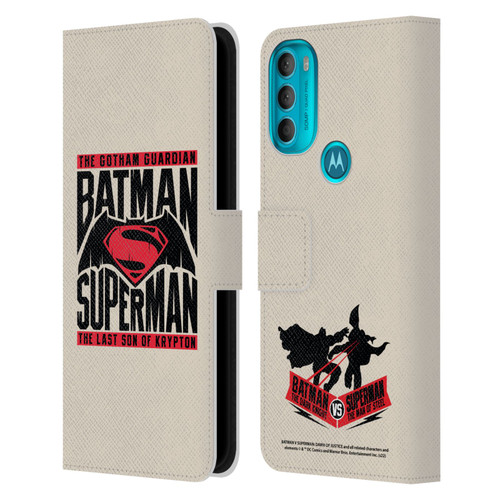 Batman V Superman: Dawn of Justice Graphics Typography Leather Book Wallet Case Cover For Motorola Moto G71 5G