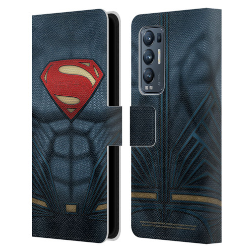 Batman V Superman: Dawn of Justice Graphics Superman Costume Leather Book Wallet Case Cover For OPPO Find X3 Neo / Reno5 Pro+ 5G