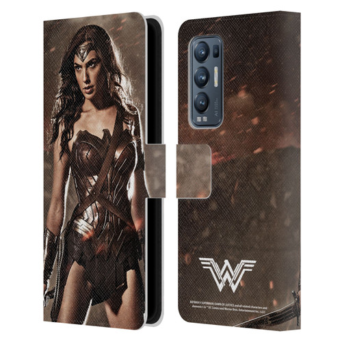 Batman V Superman: Dawn of Justice Graphics Wonder Woman Leather Book Wallet Case Cover For OPPO Find X3 Neo / Reno5 Pro+ 5G