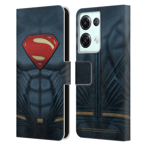 Batman V Superman: Dawn of Justice Graphics Superman Costume Leather Book Wallet Case Cover For OPPO Reno8 Pro