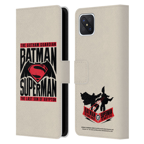 Batman V Superman: Dawn of Justice Graphics Typography Leather Book Wallet Case Cover For OPPO Reno4 Z 5G