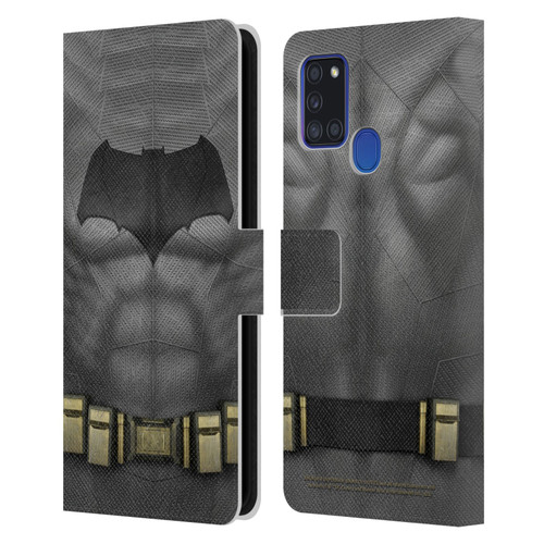 Batman V Superman: Dawn of Justice Graphics Batman Costume Leather Book Wallet Case Cover For Samsung Galaxy A21s (2020)