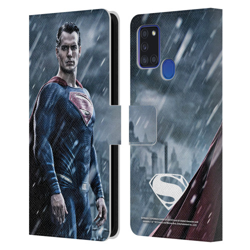 Batman V Superman: Dawn of Justice Graphics Superman Leather Book Wallet Case Cover For Samsung Galaxy A21s (2020)