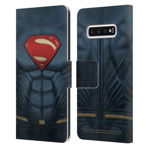 Batman V Superman: Dawn of Justice Graphics Superman Costume Leather Book Wallet Case Cover For Samsung Galaxy S10