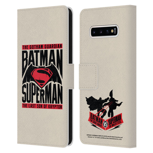 Batman V Superman: Dawn of Justice Graphics Typography Leather Book Wallet Case Cover For Samsung Galaxy S10+ / S10 Plus