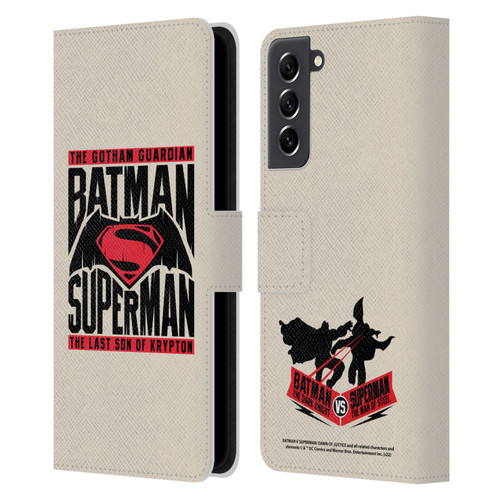 Batman V Superman: Dawn of Justice Graphics Typography Leather Book Wallet Case Cover For Samsung Galaxy S21 FE 5G