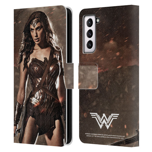 Batman V Superman: Dawn of Justice Graphics Wonder Woman Leather Book Wallet Case Cover For Samsung Galaxy S21 5G