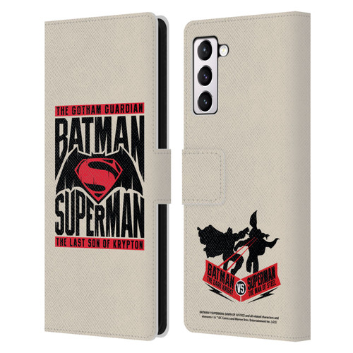 Batman V Superman: Dawn of Justice Graphics Typography Leather Book Wallet Case Cover For Samsung Galaxy S21+ 5G