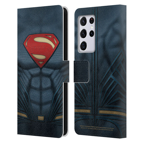 Batman V Superman: Dawn of Justice Graphics Superman Costume Leather Book Wallet Case Cover For Samsung Galaxy S21 Ultra 5G