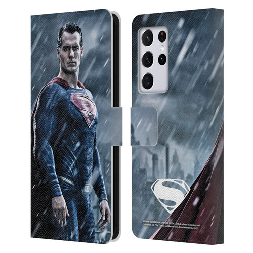 Batman V Superman: Dawn of Justice Graphics Superman Leather Book Wallet Case Cover For Samsung Galaxy S21 Ultra 5G