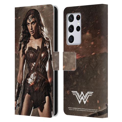 Batman V Superman: Dawn of Justice Graphics Wonder Woman Leather Book Wallet Case Cover For Samsung Galaxy S21 Ultra 5G