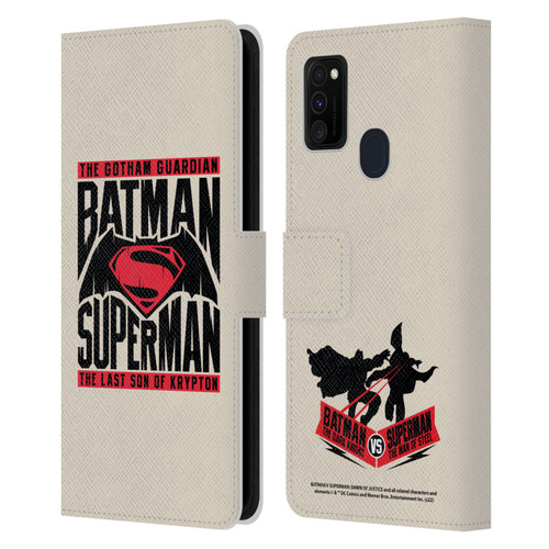 Batman V Superman: Dawn of Justice Graphics Typography Leather Book Wallet Case Cover For Samsung Galaxy M30s (2019)/M21 (2020)