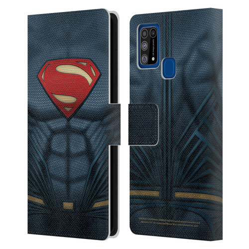 Batman V Superman: Dawn of Justice Graphics Superman Costume Leather Book Wallet Case Cover For Samsung Galaxy M31 (2020)