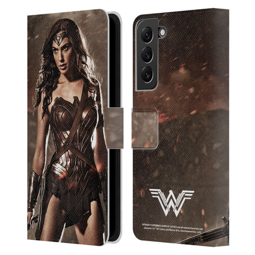 Batman V Superman: Dawn of Justice Graphics Wonder Woman Leather Book Wallet Case Cover For Samsung Galaxy S22+ 5G