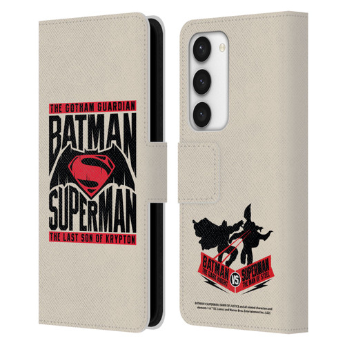 Batman V Superman: Dawn of Justice Graphics Typography Leather Book Wallet Case Cover For Samsung Galaxy S23 5G