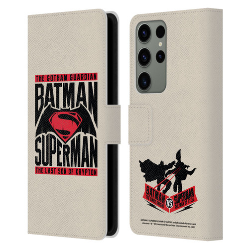 Batman V Superman: Dawn of Justice Graphics Typography Leather Book Wallet Case Cover For Samsung Galaxy S23 Ultra 5G