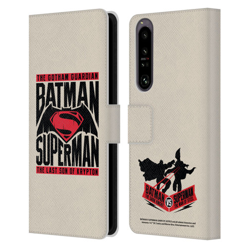 Batman V Superman: Dawn of Justice Graphics Typography Leather Book Wallet Case Cover For Sony Xperia 1 IV