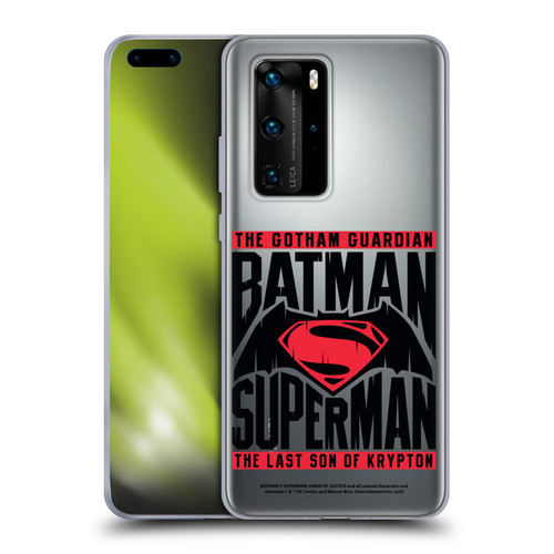 Batman V Superman: Dawn of Justice Graphics Typography Soft Gel Case for Huawei P40 Pro / P40 Pro Plus 5G